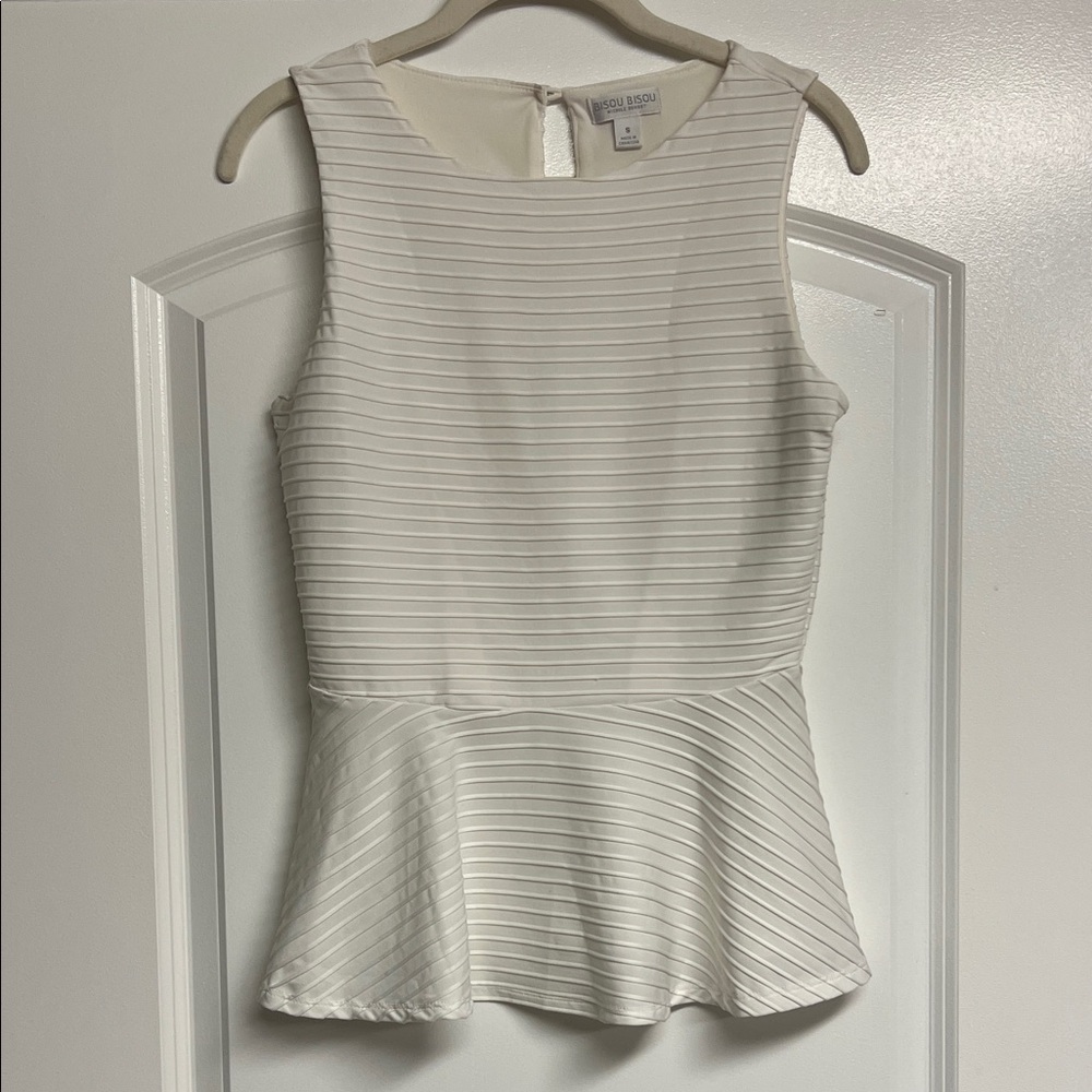 Ivory Textured Peplum Blouse